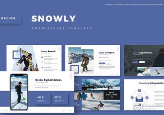 30页徒步旅行滑雪项目介绍分析国外GoogleSlides模板5种配色 - 顶尖PPT