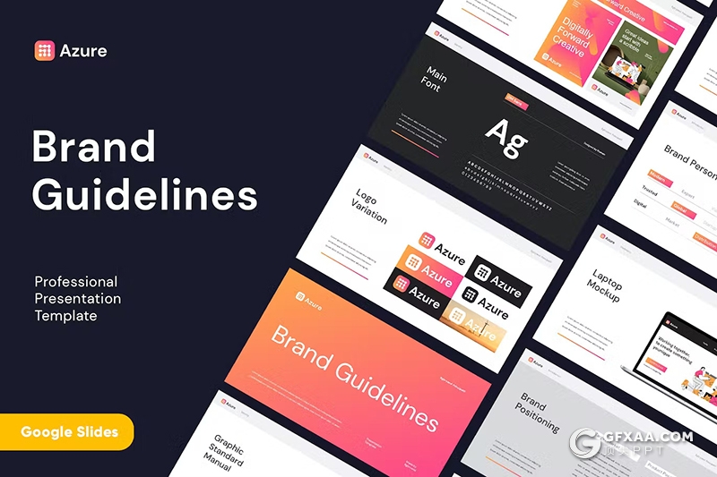 28页渐变色企业品牌宣传团队介绍通用国外GoogleSlides模板 - 顶尖PPT