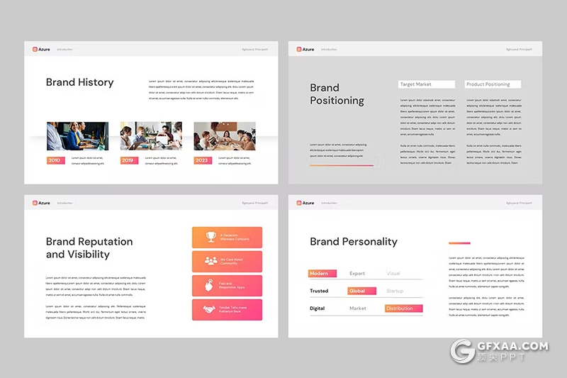 28页渐变色企业品牌宣传团队介绍通用国外GoogleSlides模板 - 顶尖PPT