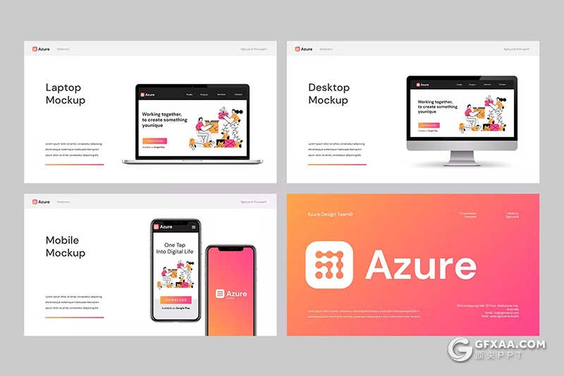 28页渐变色企业品牌宣传团队介绍通用国外GoogleSlides模板 - 顶尖PPT