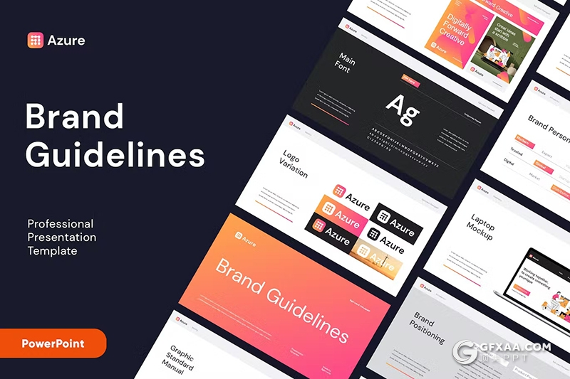 28页渐变色企业品牌宣传团队介绍通用国外PPT模板 - 顶尖PPT