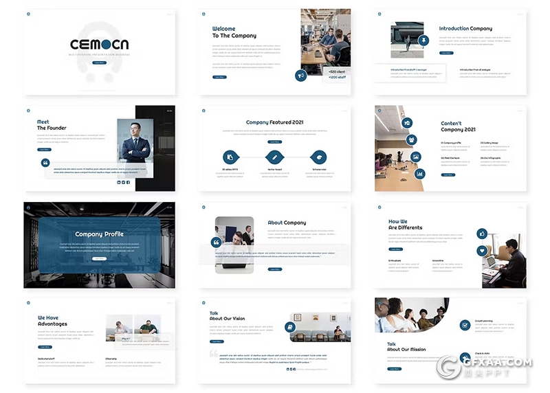 30页企业介绍商业计划书商务通用国外GoogleSlides模板5种配色 - 顶尖PPT