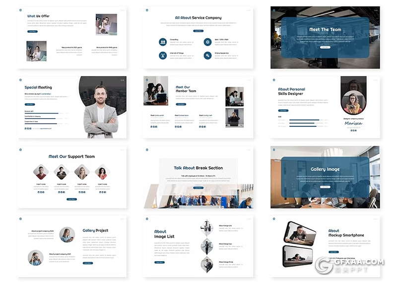 30页企业介绍商业计划书商务通用国外GoogleSlides模板5种配色 - 顶尖PPT