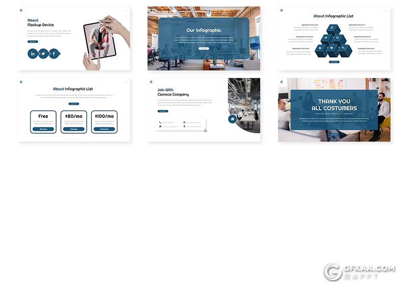 30页企业介绍商业计划书商务通用国外GoogleSlides模板5种配色 - 顶尖PPT