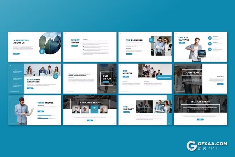 30页企业简介团队介绍商业计划商务通用国外KeyNote模板5种配色 - 顶尖PPT