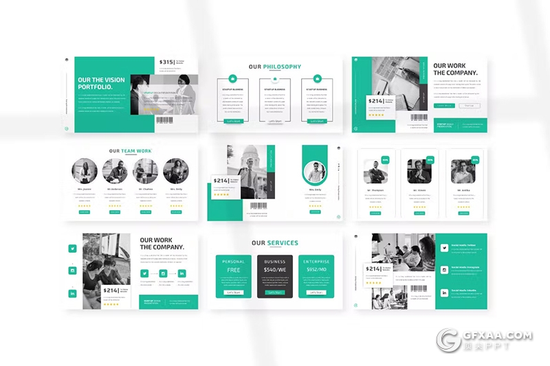 30页绿色简约大气商务通用国外KeyNote模板 - 顶尖PPT