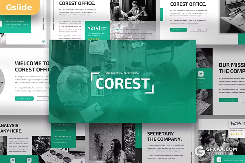30页绿色简约大气商务通用国外GoogleSlides模板 - 顶尖PPT