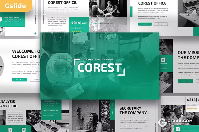 30页绿色简约大气商务通用国外PPT模板 - 顶尖PPT