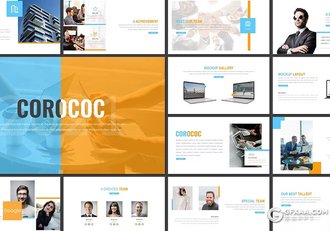 30页企业业务团队介绍商务通用国外GoogleSlides模板5种配色 - 顶尖PPT