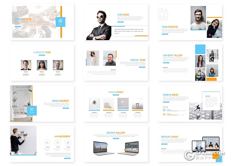 30页企业业务团队介绍商务通用国外PPT模板5种配色 - 顶尖PPT