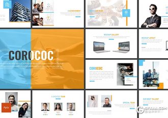 30页企业业务团队介绍商务通用国外PPT模板5种配色 - 顶尖PPT
