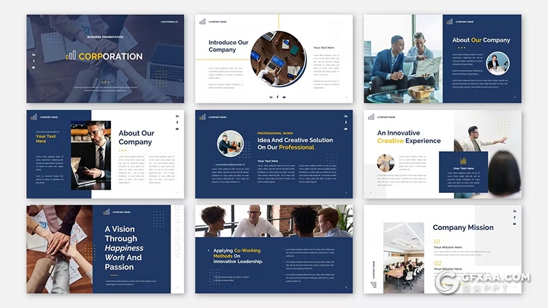 41页高端大气蓝色企业合作商业计划书商务通用国外PPT模板 - 顶尖PPT