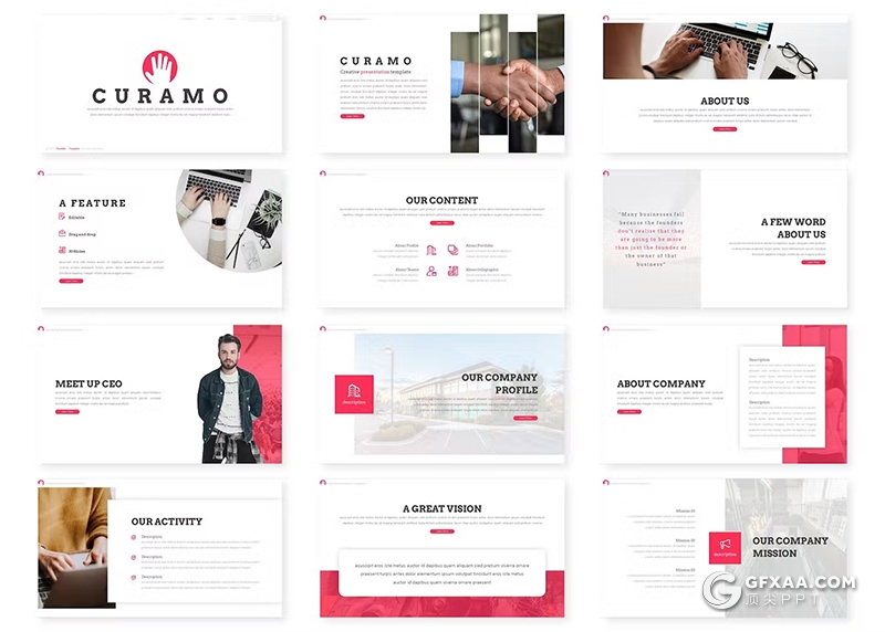 30页简约大气团队介绍商务通用国外GoogleSlides模板5种配色 - 顶尖PPT