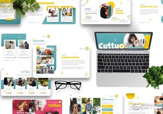 40页多色彩精美时尚宠物护理动物主题通用PPT模板 - 顶尖PPT