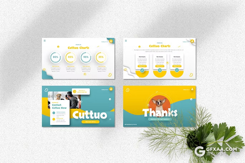 40页多色彩精美时尚宠物护理动物主题通用GoogleSlides模板 - 顶尖PPT