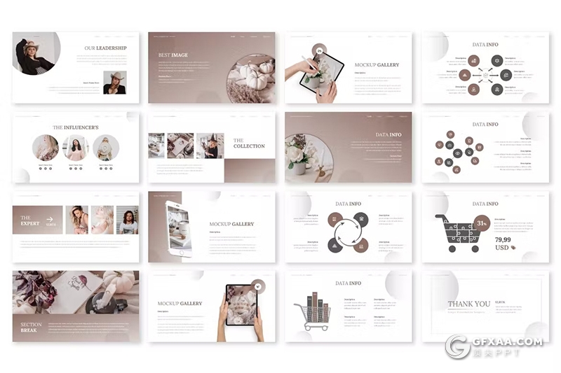 30页唯美清新摄影图片展示通用国外GoogleSlides模板5种配色 - 顶尖PPT