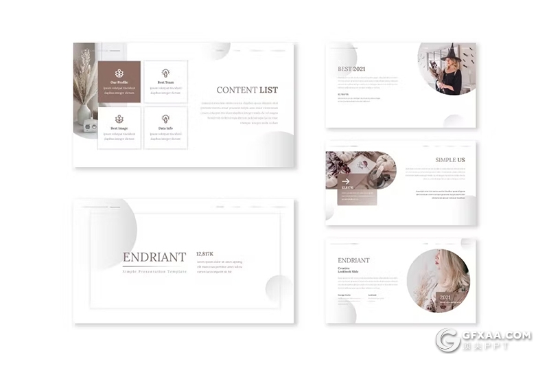 30页唯美清新摄影图片展示通用国外GoogleSlides模板5种配色 - 顶尖PPT