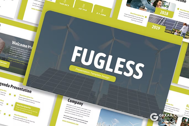 30页风力发电业务展示介绍项目招商通用国外PPT模板5种配色 - 顶尖PPT