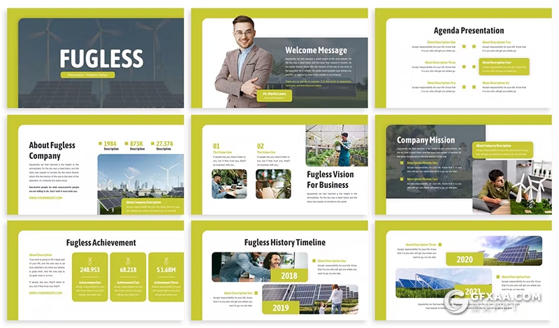 30页风力发电业务展示介绍项目招商通用国外PPT模板5种配色 - 顶尖PPT