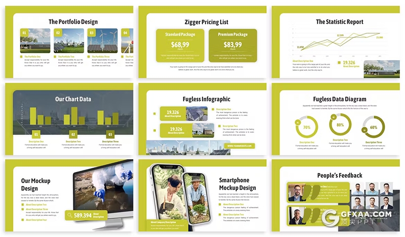 30页风力发电业务展示介绍项目招商通用国外PPT模板5种配色 - 顶尖PPT