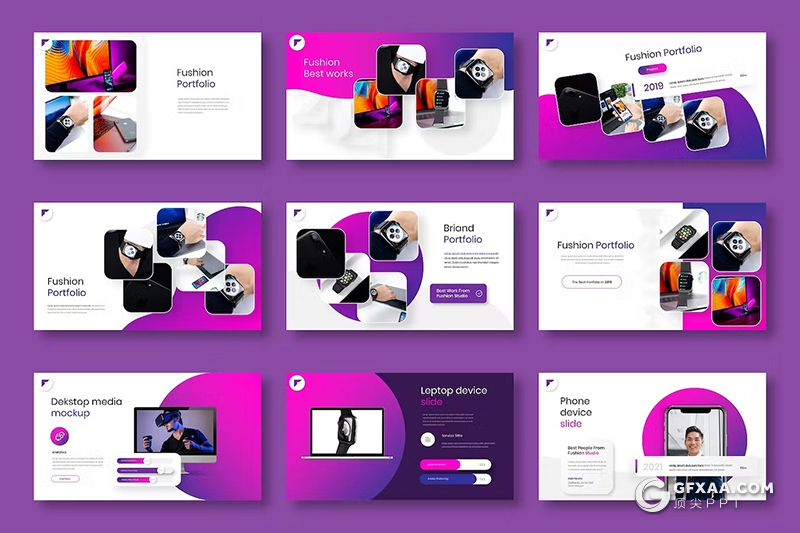 39页大气时尚渐变紫色业务展示商业计划书商务通用国外GoogleSlides模板 - 顶尖PPT