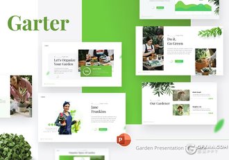 20页多肉绿色小清新植物系国外PPT模板 - 顶尖PPT