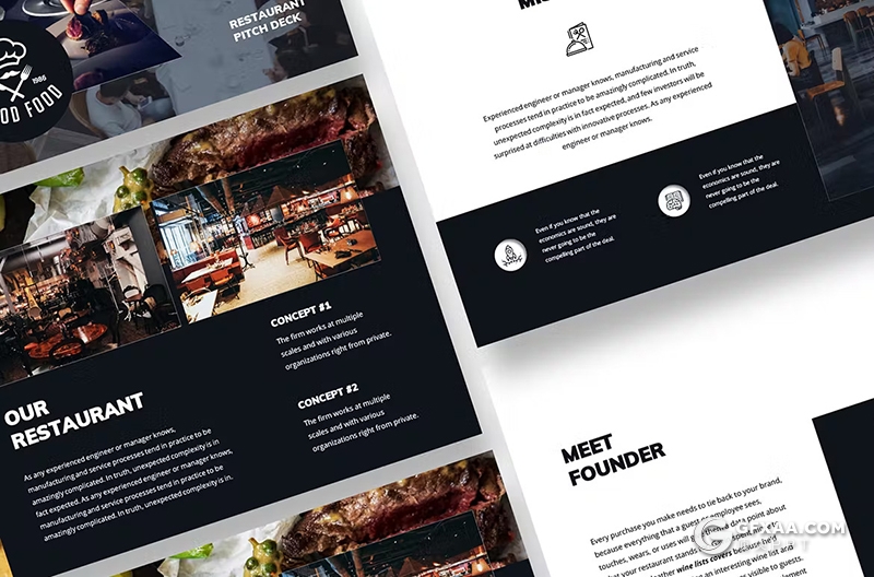 50页牛排餐饮美食主题国外PPT模板 - 顶尖PPT