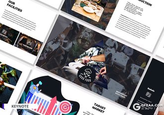 50页牛排餐饮美食主题国外KeyNote模板 - 顶尖PPT