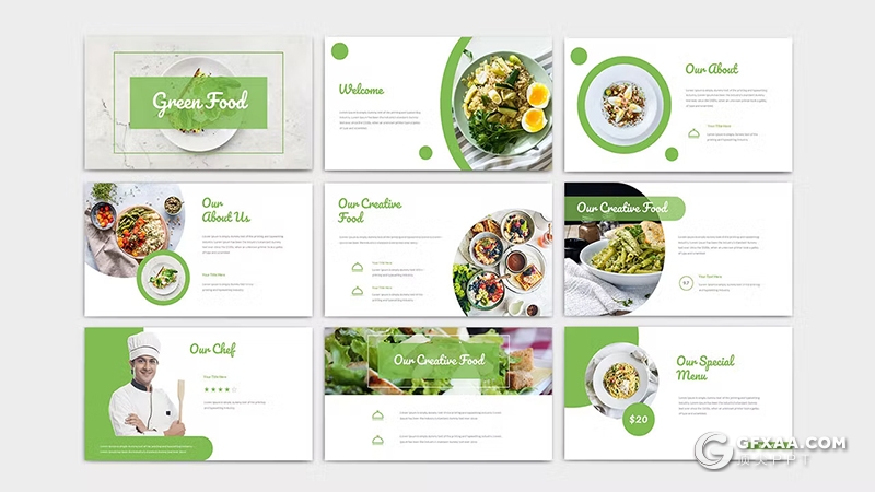 30页绿色蔬菜食品介绍通用国外KeyNote模板 - 顶尖PPT