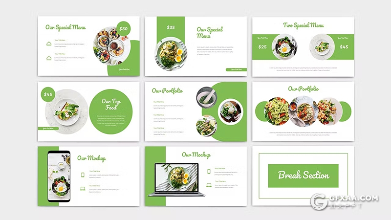 30页绿色蔬菜食品介绍通用国外KeyNote模板 - 顶尖PPT