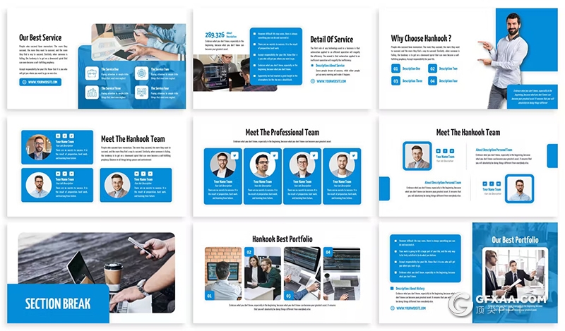 30页企业业务介绍商业计划商务通用国外PPT模板5种配色 - 顶尖PPT