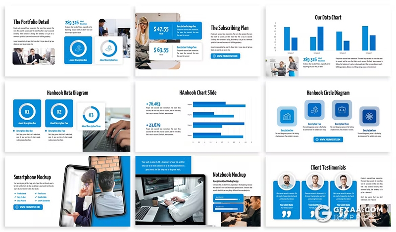 30页企业业务介绍商业计划商务通用国外PPT模板5种配色 - 顶尖PPT