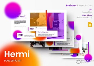 39页渐变紫色时尚精美商业通用国外GoogleSlides模板 - 顶尖PPT