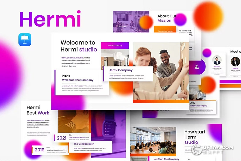 39页渐变紫色时尚精美商业通用国外KeyNote模板 - 顶尖PPT