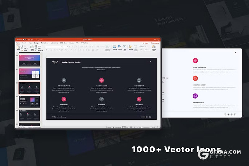 171页多色彩商务通用图形图表国外PPT模板 - 顶尖PPT