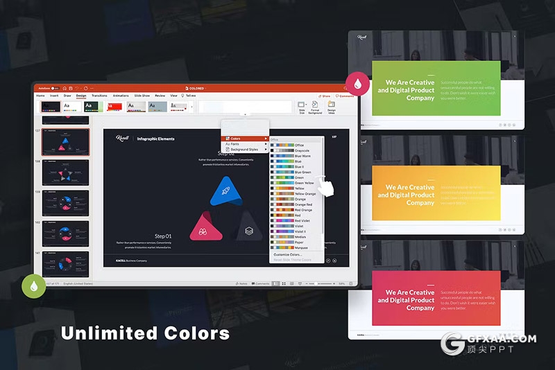 171页多色彩商务通用图形图表国外PPT模板 - 顶尖PPT