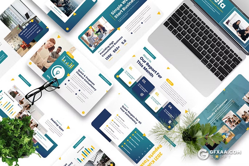 40页团队介绍企业年度报告总结商务通用国外GoogleSlides模板 - 顶尖PPT