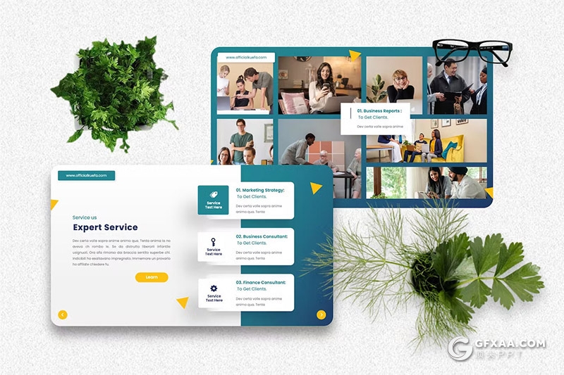 40页团队介绍企业年度报告总结商务通用国外GoogleSlides模板 - 顶尖PPT