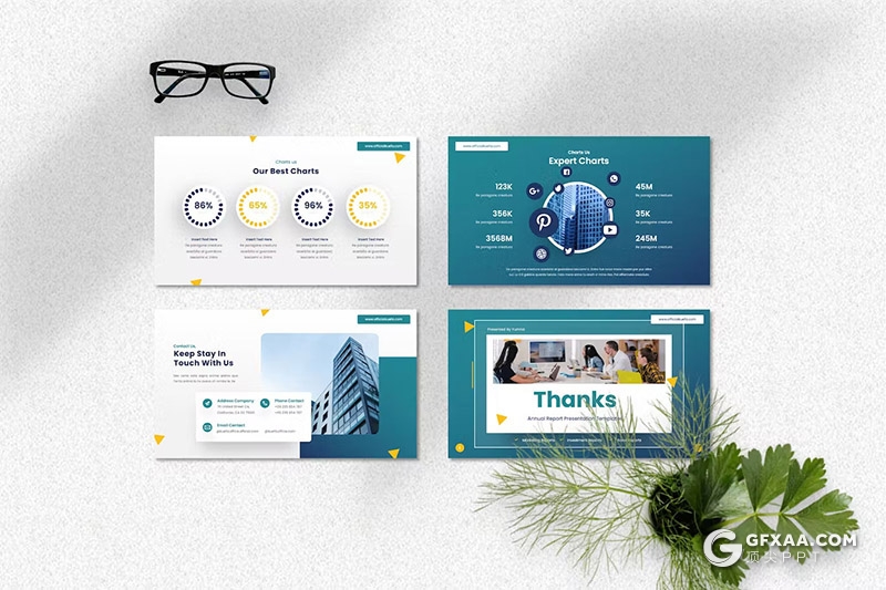 40页团队介绍企业年度报告总结商务通用国外GoogleSlides模板 - 顶尖PPT