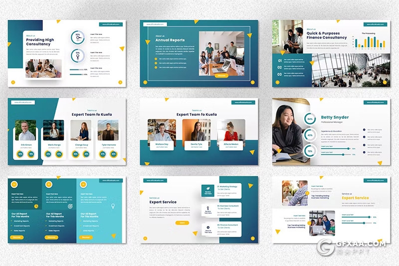 40页团队介绍企业年度报告总结商务通用国外GoogleSlides模板 - 顶尖PPT