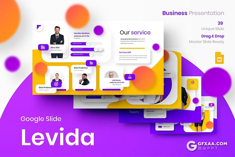 39页精美时尚商务团队介绍商业计划商务通用国外GoogleSlides模板 - 顶尖PPT