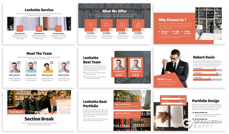 30页业务展示商业介绍企业通用国外PPT模板5种配色 - 顶尖PPT