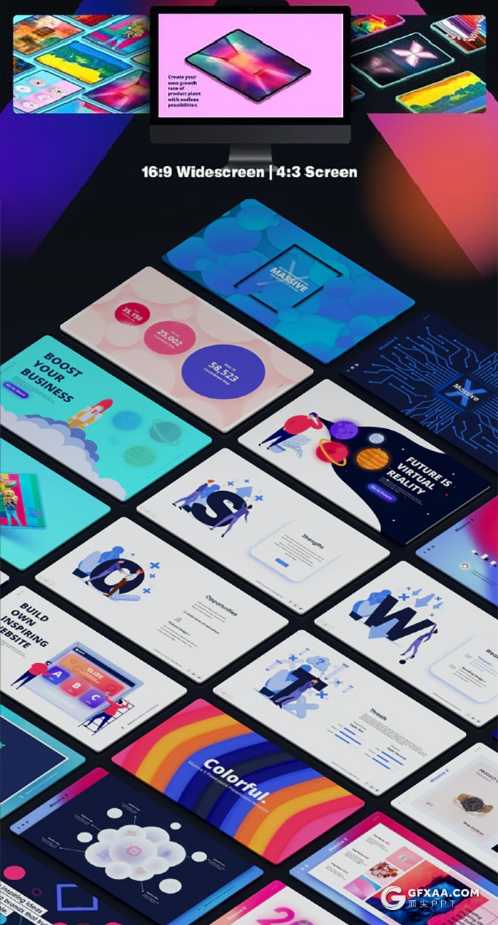 1490页国外巨作全动画数据图形图表Massive X PPT模板 - 顶尖PPT