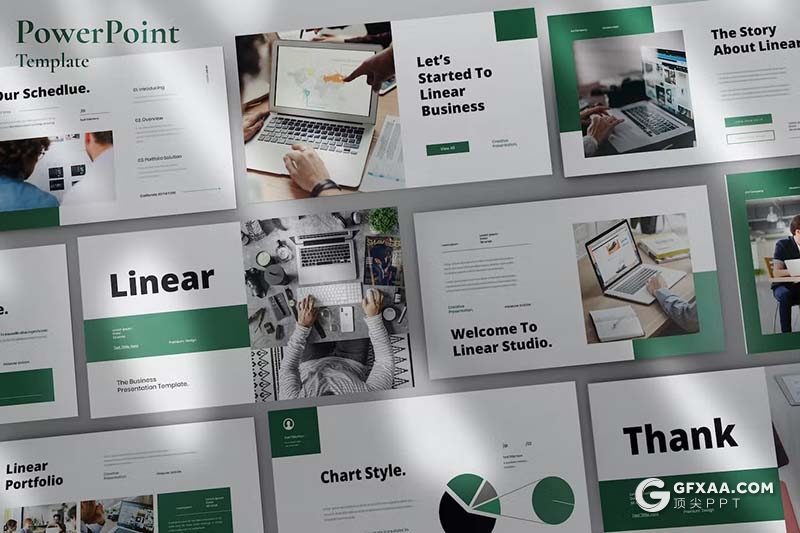 30页绿色简约大气商务介绍商业计划通用国外PPT模板 - 顶尖PPT