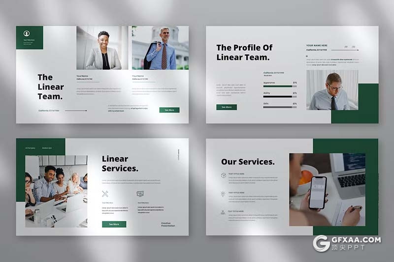 30页绿色简约大气商务介绍商业计划通用国外PPT模板 - 顶尖PPT