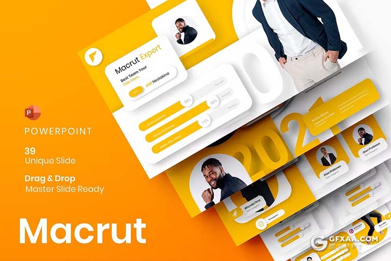 39页橙色大气商务团队介绍品牌宣传商业计划通用国外PPT模板 - 顶尖PPT