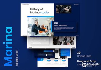 39页蓝色大气精美品牌宣传商业计划商务通用国外GoogleSlides模板 - 顶尖PPT