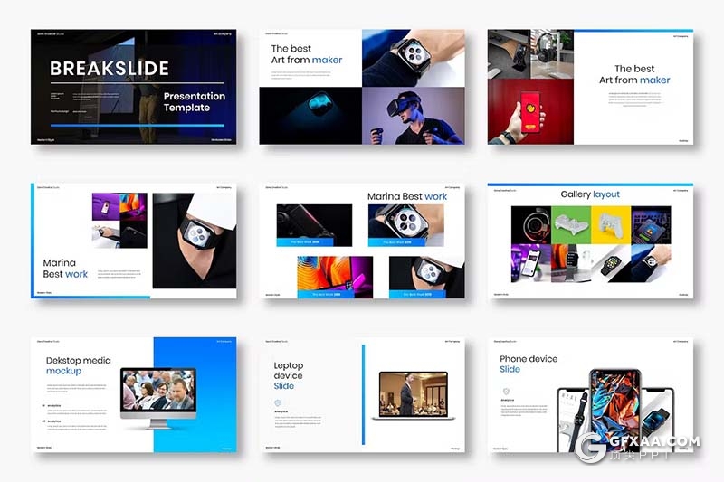 39页蓝色大气精美品牌宣传商业计划商务通用国外PPT模板 - 顶尖PPT