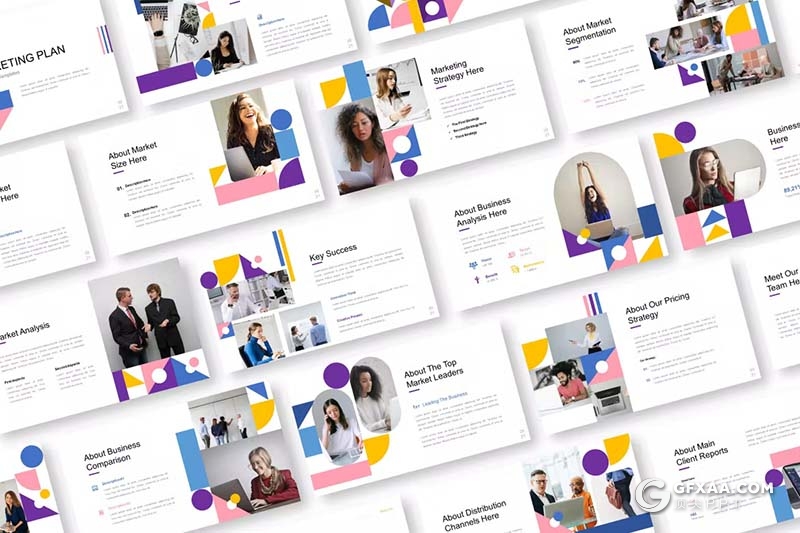 30页创意元素品牌宣传团队介绍商业营销计划通用国外GoogleSlides模板 - 顶尖PPT