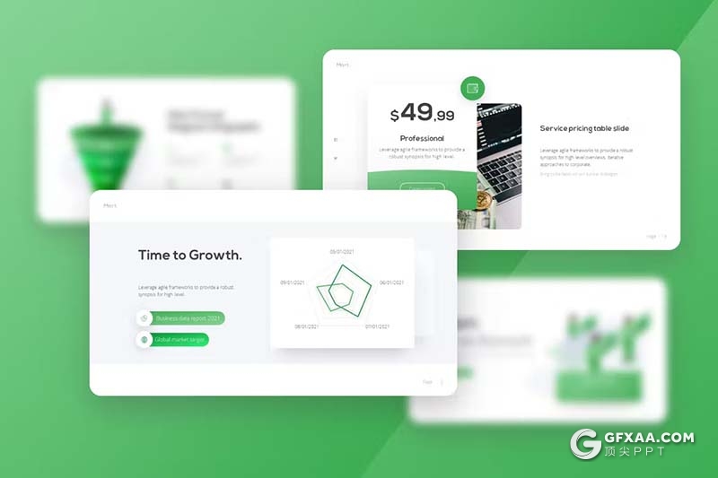 25页简约绿色大气财务数据分析通用国外PPT模板 - 顶尖PPT